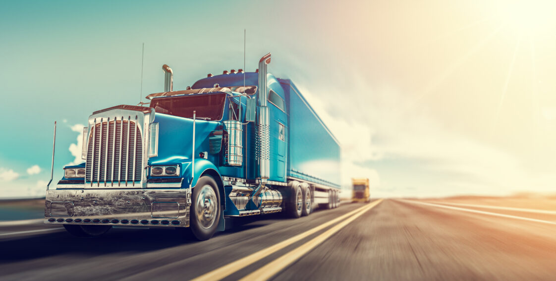 Semi Truck Driving Down the Highway