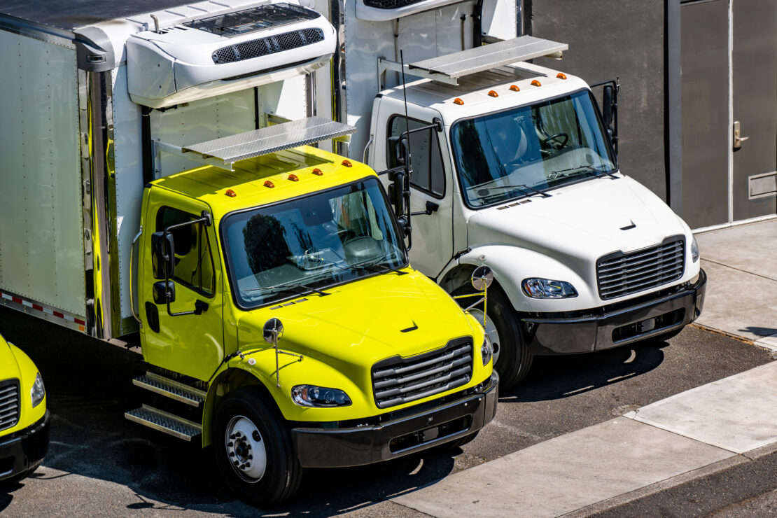 Two parked semi-trucks