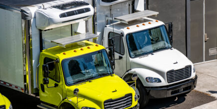 Two parked semi-trucks