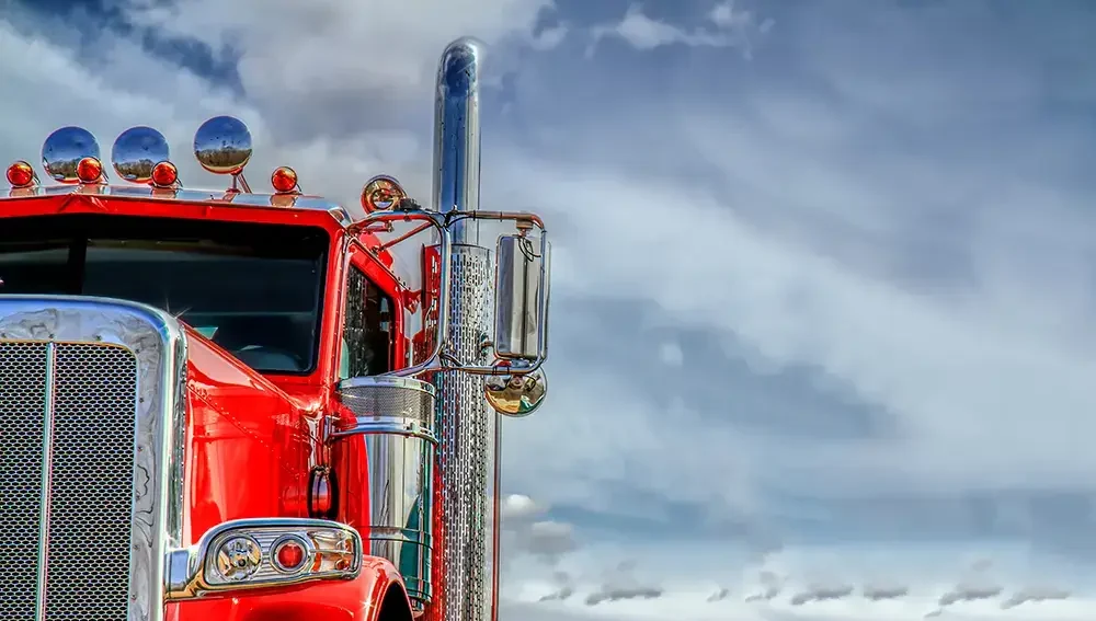 Big red semi tractor trailer